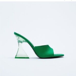 Zara Green Methacrylate Heels 38
